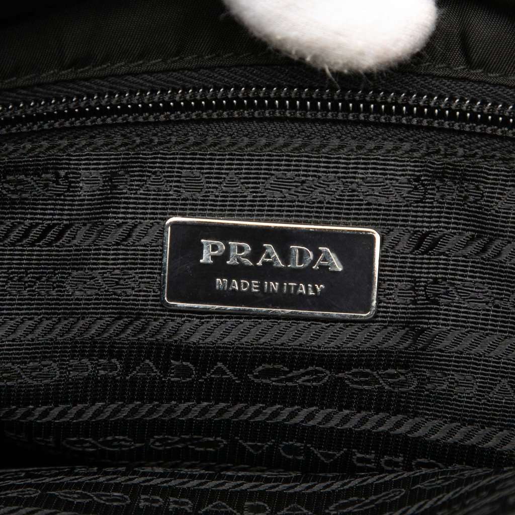 Prada Saffiano Trimmed Tessuto Buckle Messenger Bag Black Very good condition - Box View