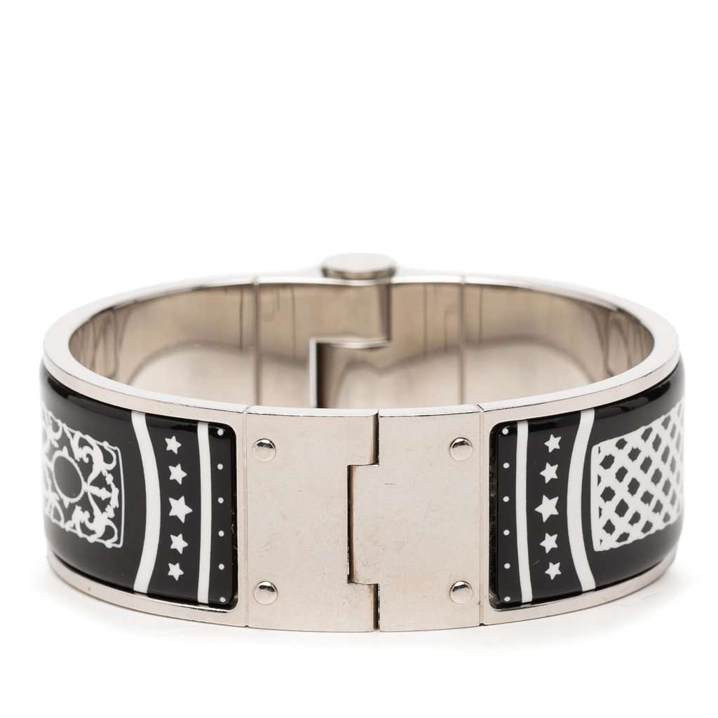 Hermès Wide Enamel Tropical Club Flacons Bandana Hinged Bangle 60 Red Very good condition - Inside View