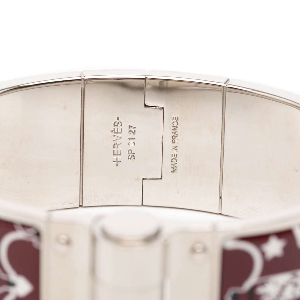 Hermès Wide Enamel Tropical Club Flacons Bandana Hinged Bangle 60 Red Very good condition - Model View