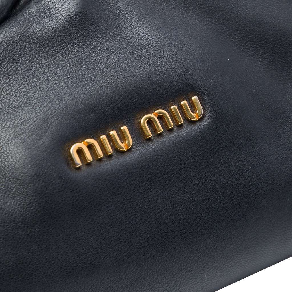 Miu Miu Pleated Nappa Frame Clutch Black Leather Very good condition - Box View