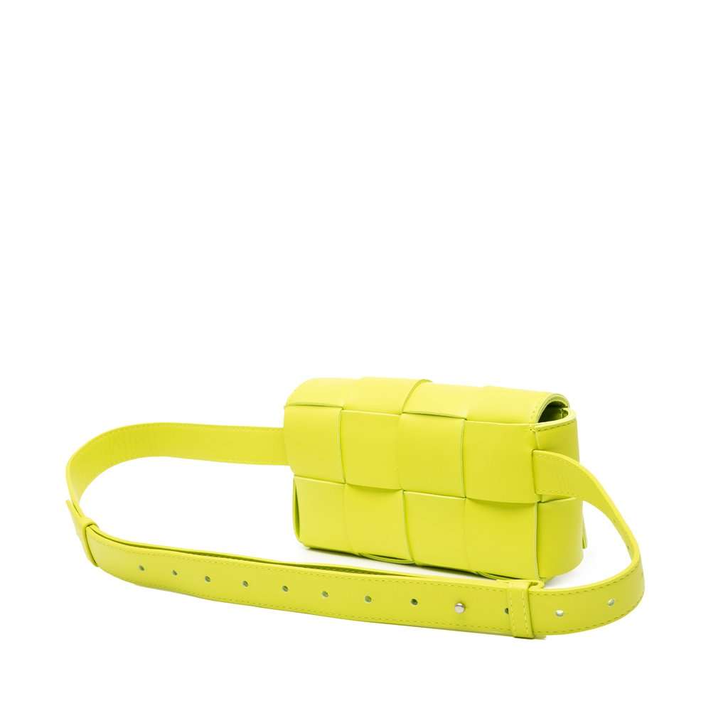 Bottega Veneta Mini Nappa Intrecciato Cassette Belt Bag Yellow Leather Very good - Back View