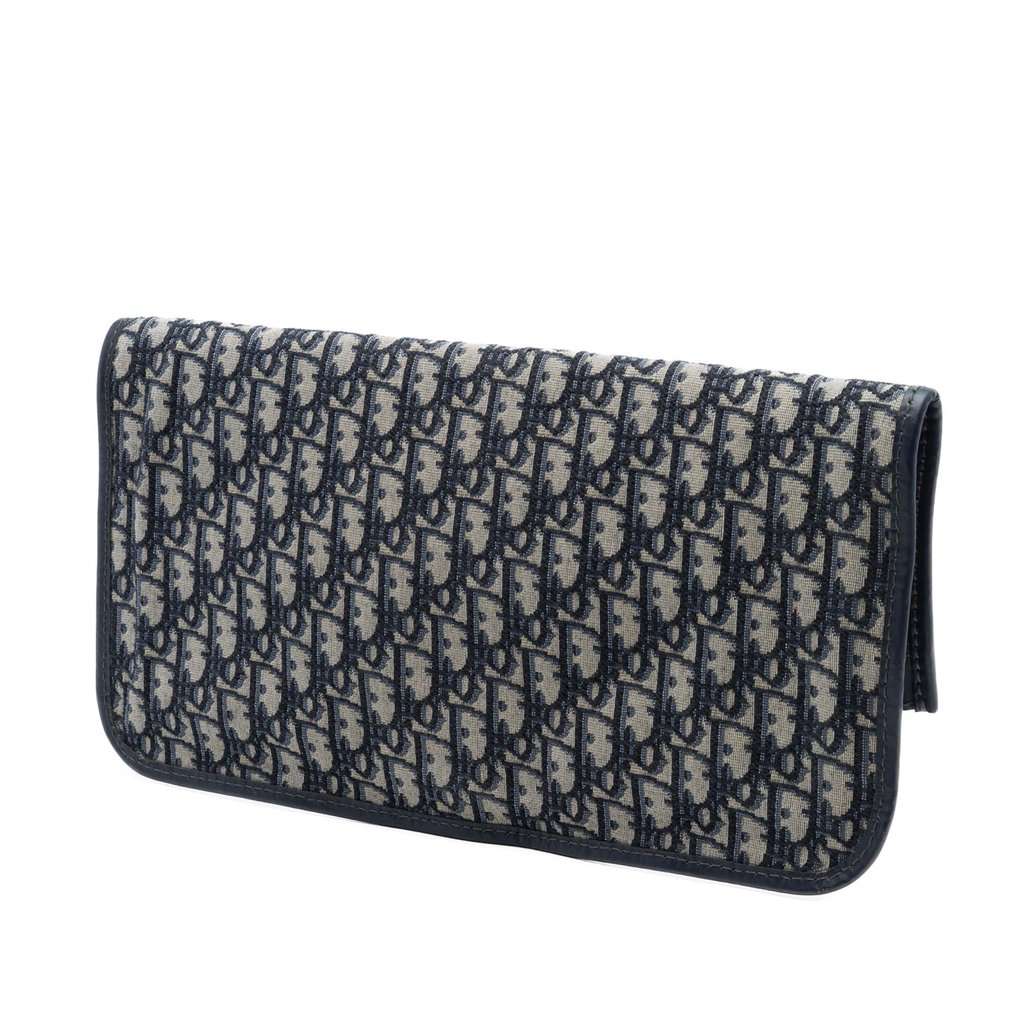 Dior Oblique Canvas Fold Over Clutch Blue Very good condition - Back View