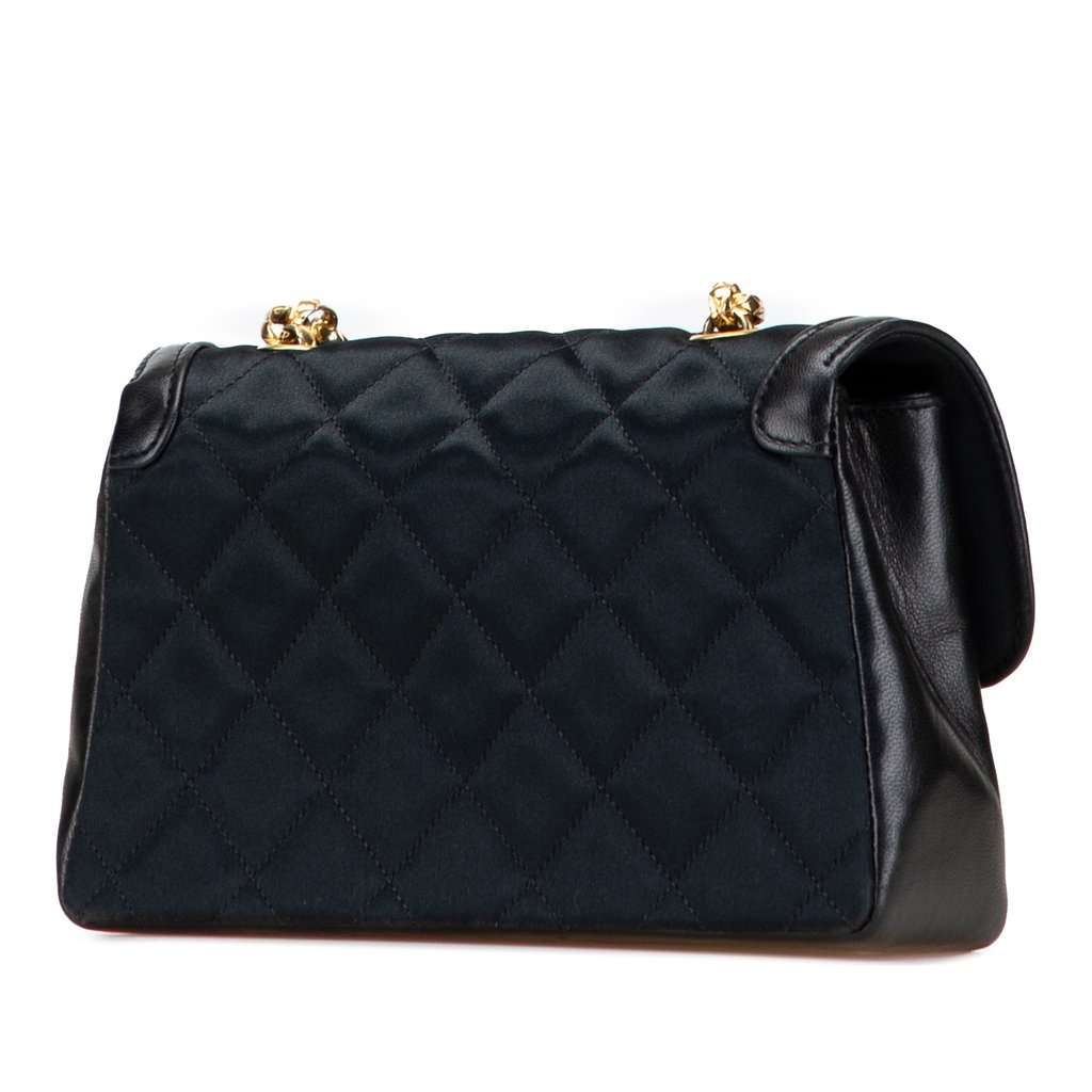 Chanel CC Quilted Satin Bijoux Chain Single Flap Black Very good - Back View