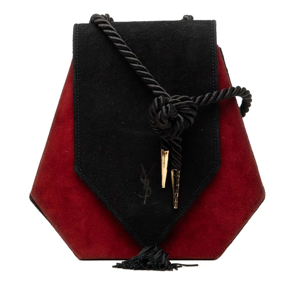 Saint Laurent Bicolor Suede Tassel Crossbody Black Leather Very good - Front View