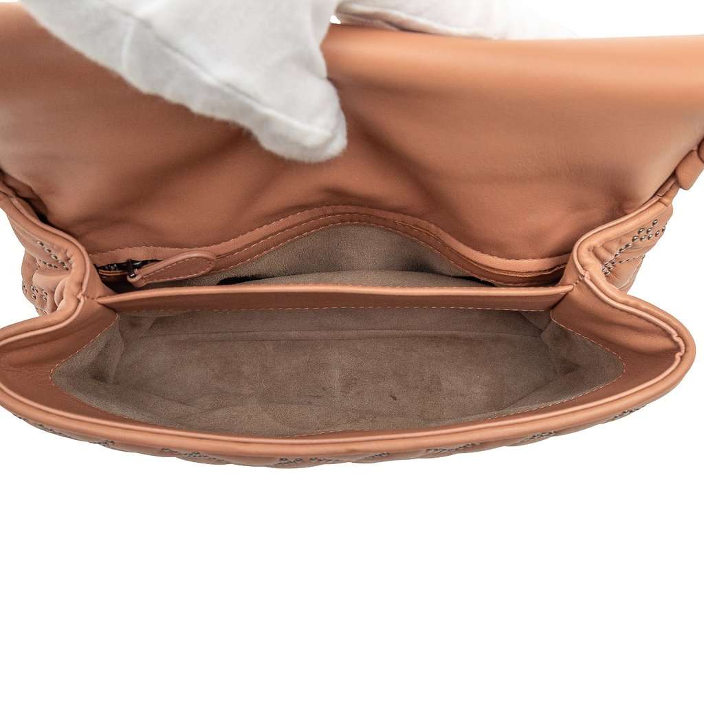 Bottega Veneta Small Nappa Intrecciato Studded Olimpia Shoulder Bag Brown Leather Very good - Model View
