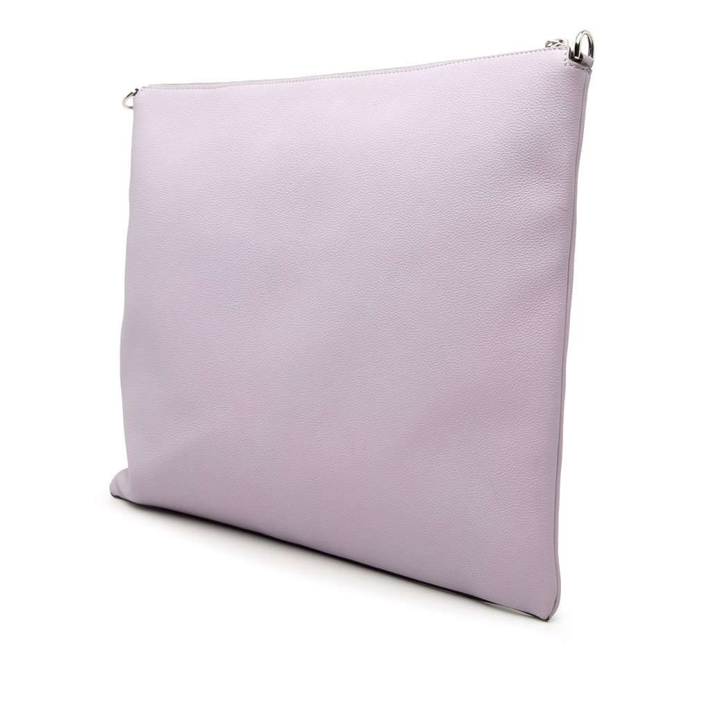 Fendi Calfskin Roma Flat Messenger Bag Purple Leather Very good condition - Back View