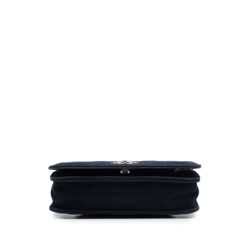 Chanel Quilted Suede Cocostellar Wallet on Chain Blue Leather Very good - Inside View