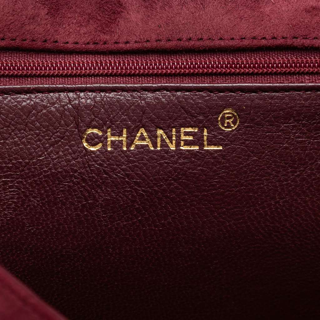 Chanel CC Quilted Suede Diamond Full Flap Red Leather Very good condition - Box View