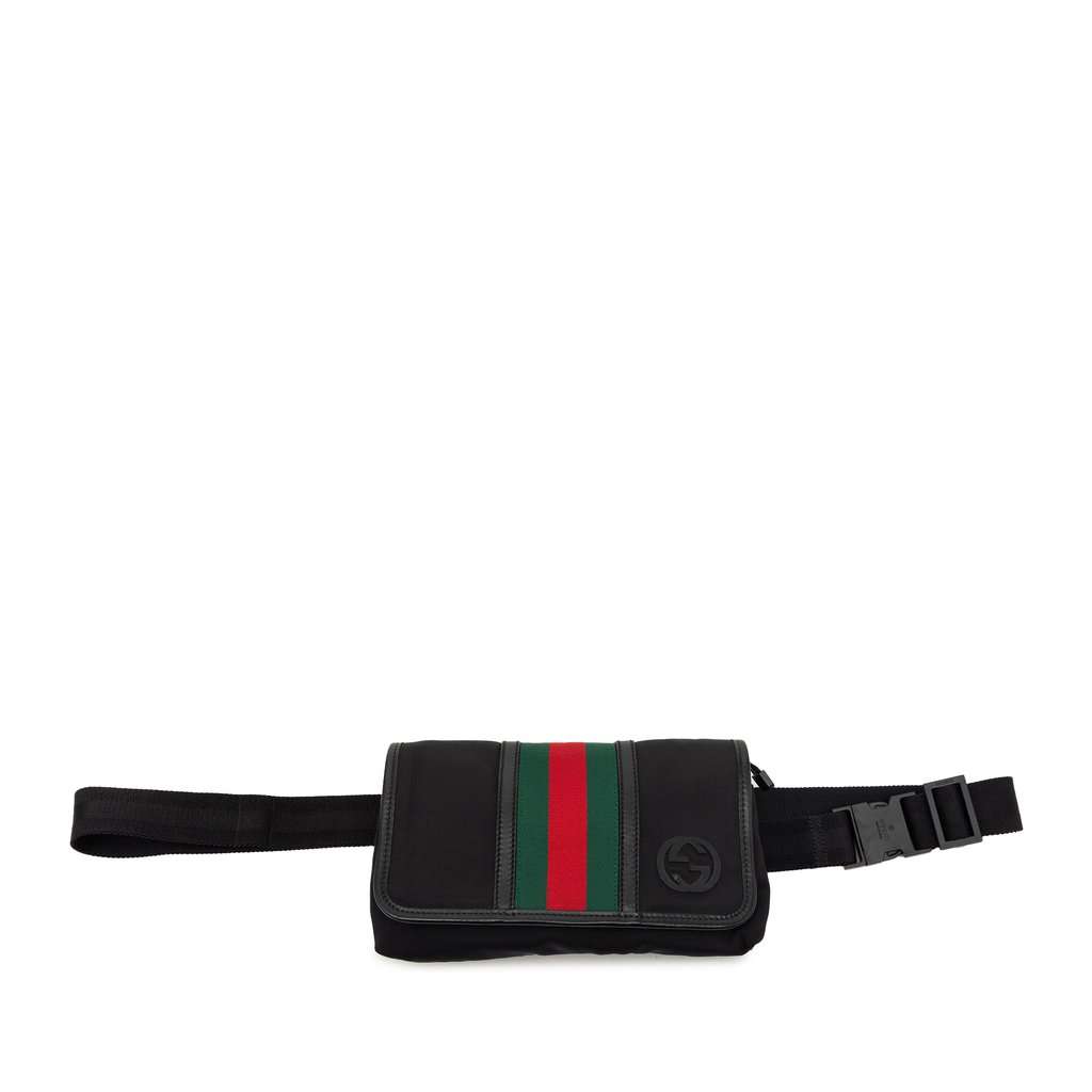 Gucci Nylon Interlocking G Web Belt Bag Black Very good condition - Front View