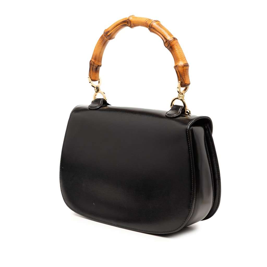 Gucci Calfskin Bamboo Night Black Leather Very good condition - Back View