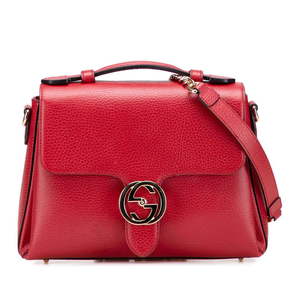 Gucci Small Dollar Calf Interlocking G Satchel Red Leather Very good - Front View