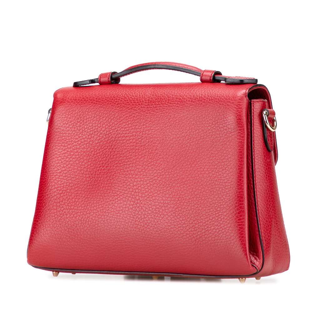 Gucci Small Dollar Calf Interlocking G Satchel Red Leather Very good - Back View