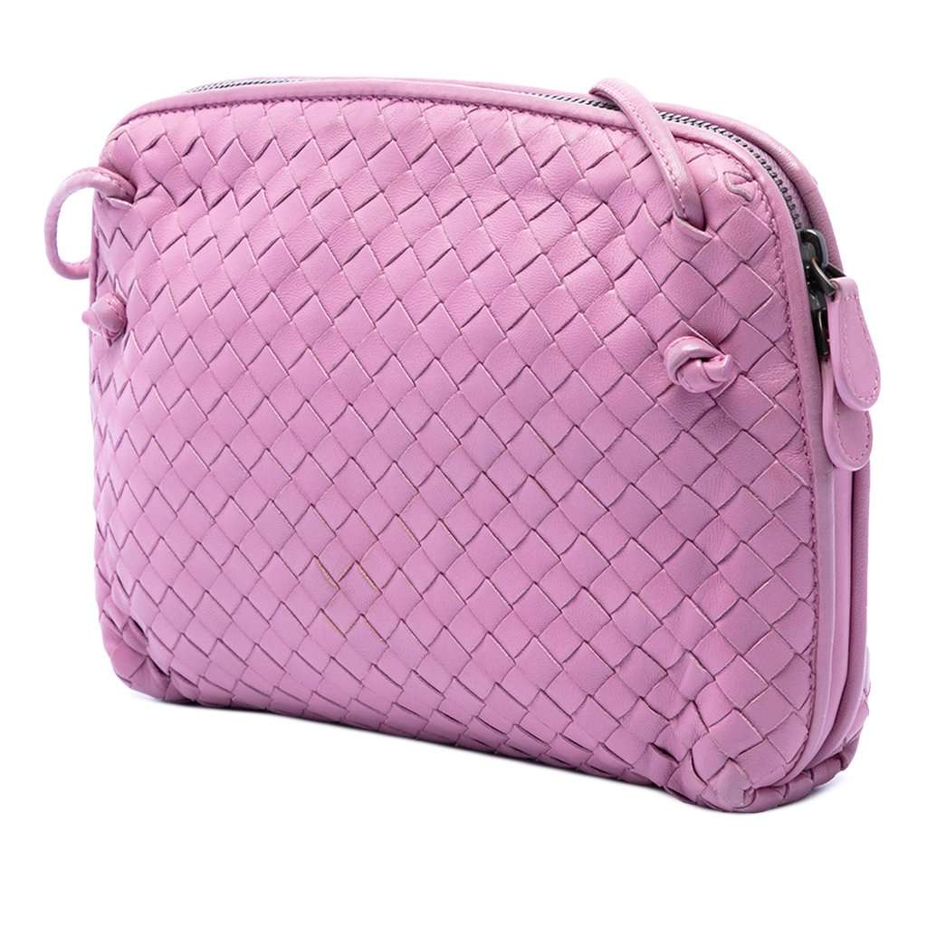 Bottega Veneta Nappa Intrecciato Nodini Crossbody Pink Leather Very good - Back View