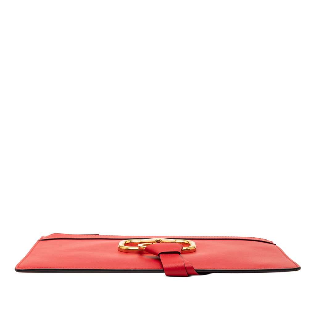 Valentino Leather VRing Clutch Red Leather Very good condition - Inside View