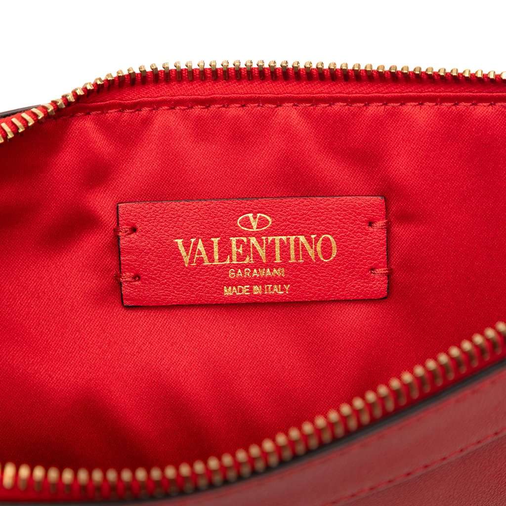 Valentino Leather VRing Clutch Red Leather Very good condition - Box View