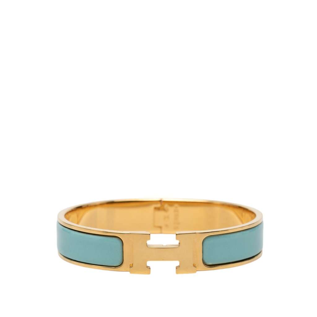 Hermès Narrow Enamel Clic H Bracelet PM Blue Very good condition - Front View
