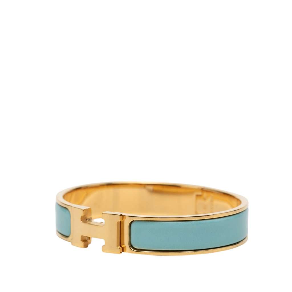 Hermès Narrow Enamel Clic H Bracelet PM Blue Very good condition - Back View