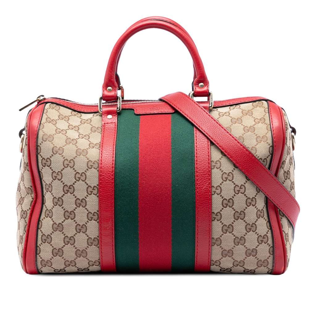 Gucci Medium GG Canvas Web Joy Boston Bag Beige Very good - Front View