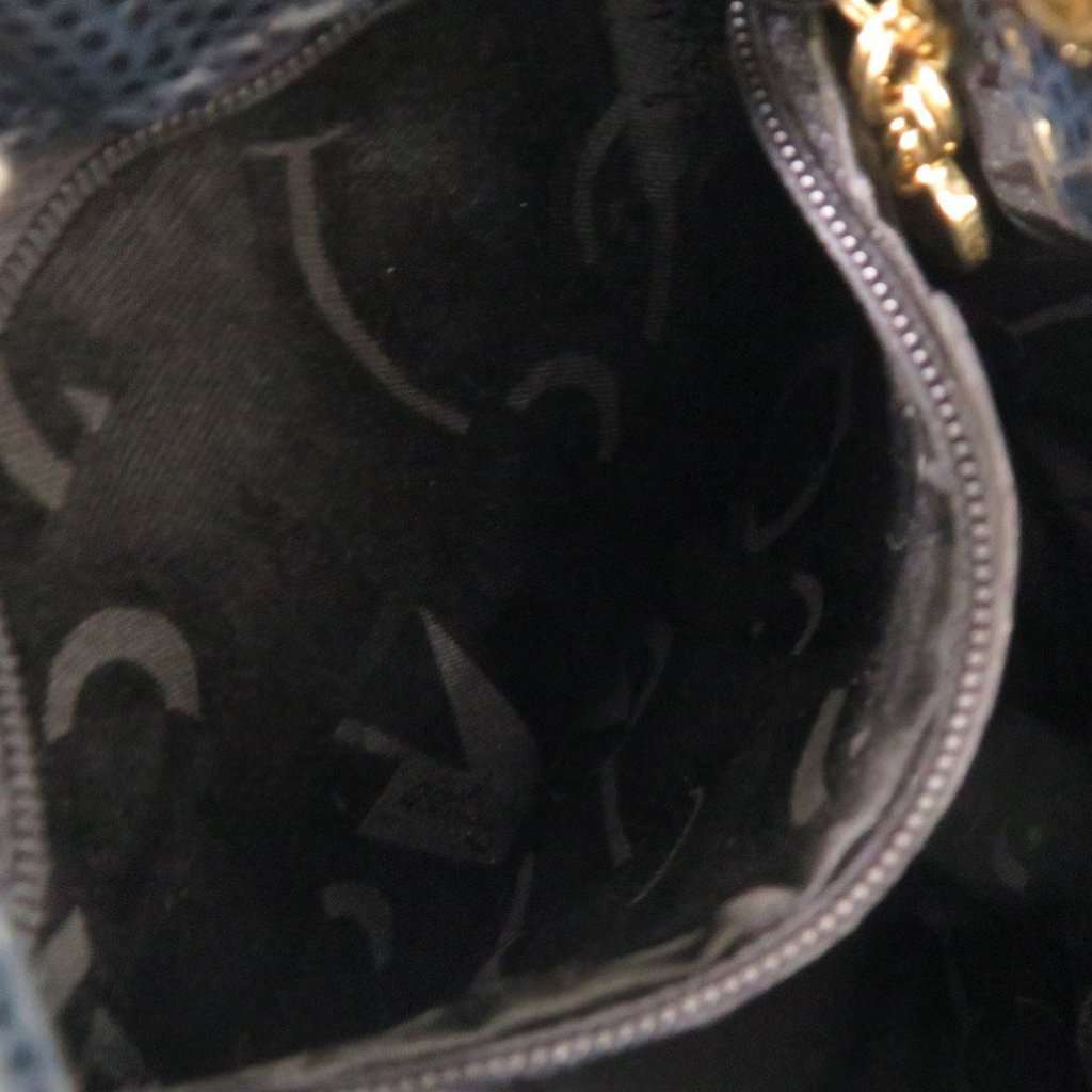 Ferragamo Lizard Embossed Leather Vara Bow Drawstring Backpack Blue Leather Very good condition - Box View