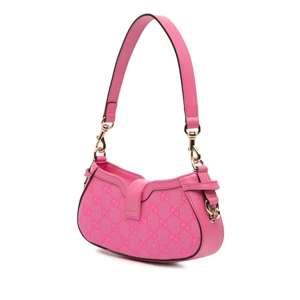 Gucci Mini GG Canvas Moon Side Shoulder Bag Pink Very good - Back View