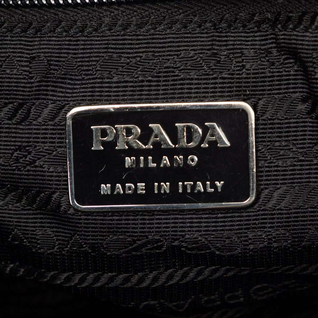 Prada Tessuto Zip Double Buckle Messenger Bag Black Good - Box View