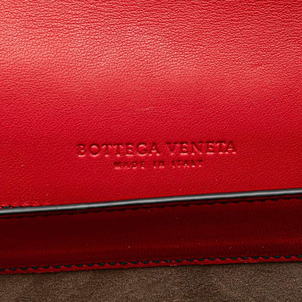 Bottega Veneta Nappa Intrecciato Microstud Montebello Crossbody Red Leather Very good - Box View