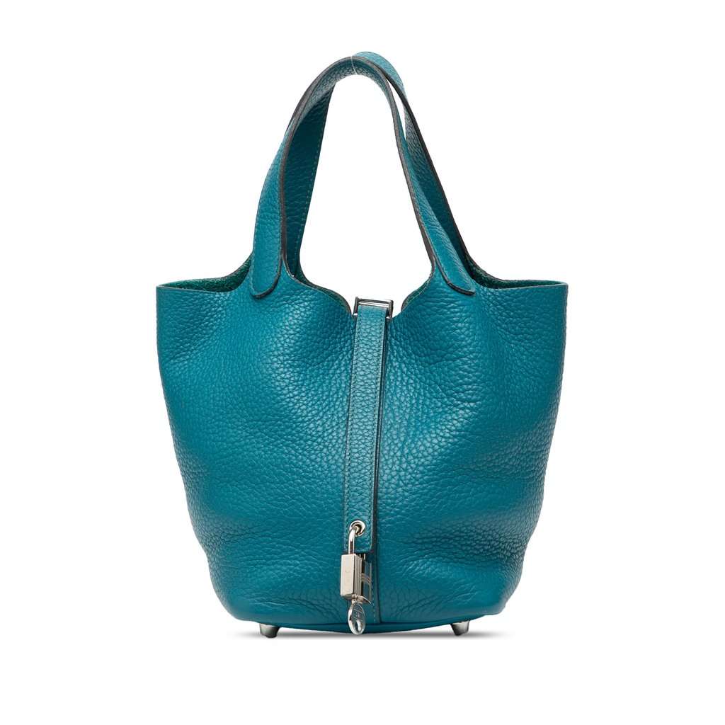Hermès Clemence Picotin Lock 18 Blue Leather Very good condition - Front View