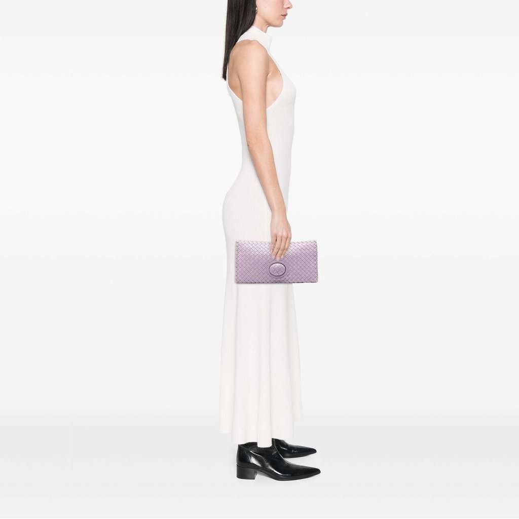 Bottega Veneta Nappa Intrecciato Turn Lock Clutch Purple Leather Very good condition - Box View