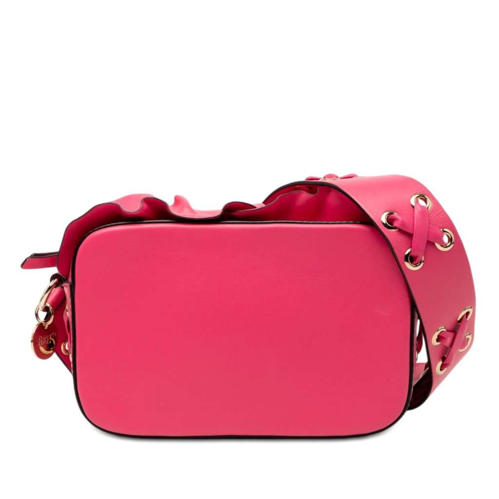 Valentino Leather Ruffle Trim Crossbody Pink Leather Very good condition - Front View