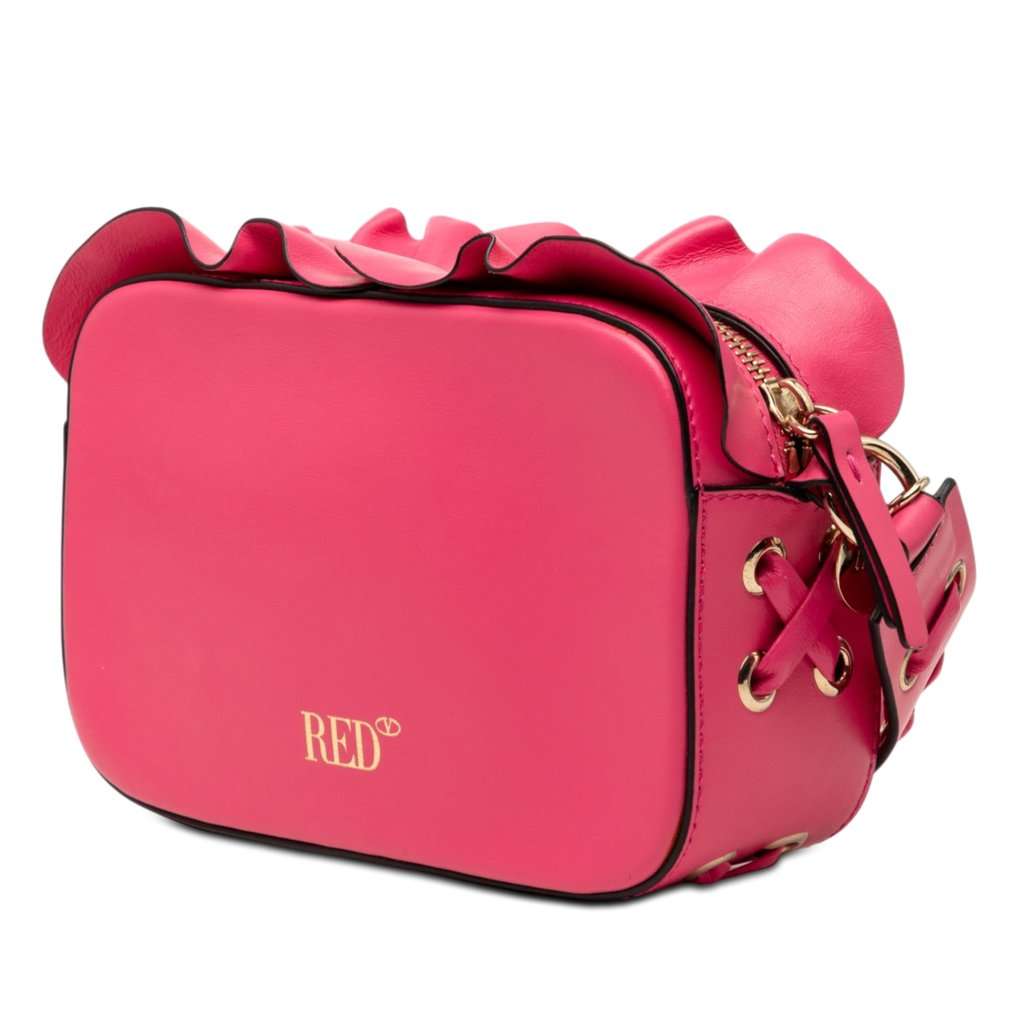 Valentino Leather Ruffle Trim Crossbody Pink Leather Very good condition - Back View