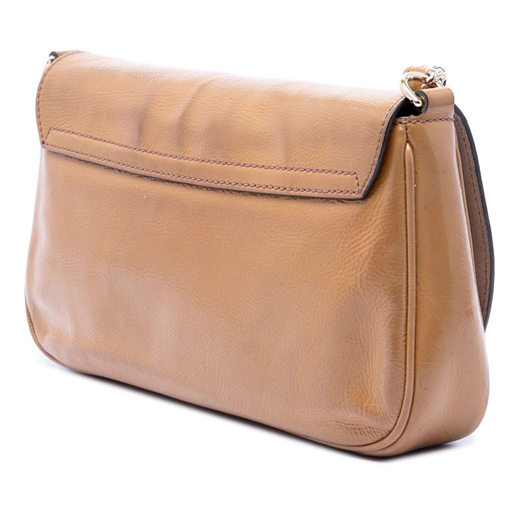 Gucci Medium Patent Soho Chain Flap Crossbody Brown Leather Very good - Back View