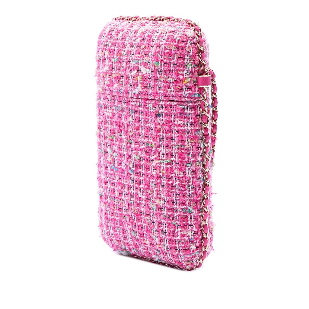Chanel Tweed Chain Around Phone Holder Pink Very good condition - Back View