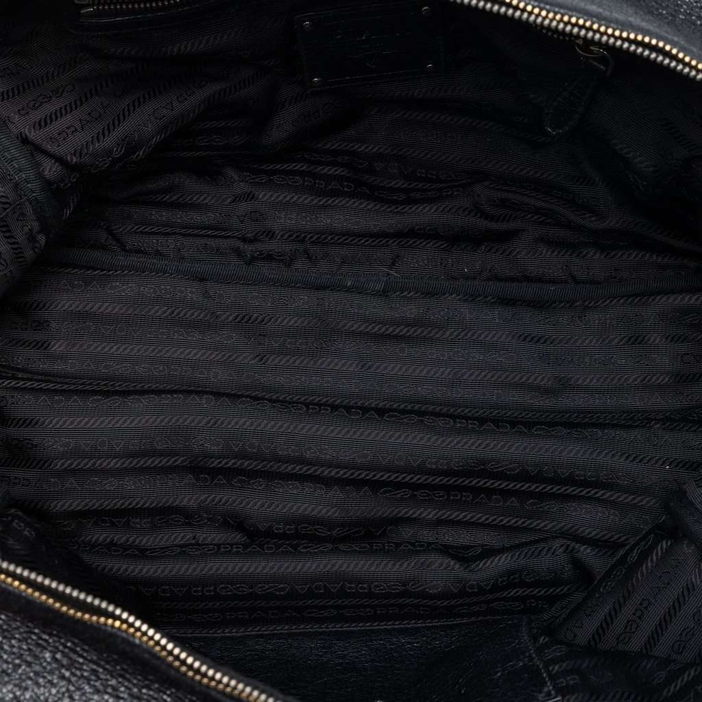 Prada Cervo Lux Bauletto Handbag Black Leather Very good condition - Model View