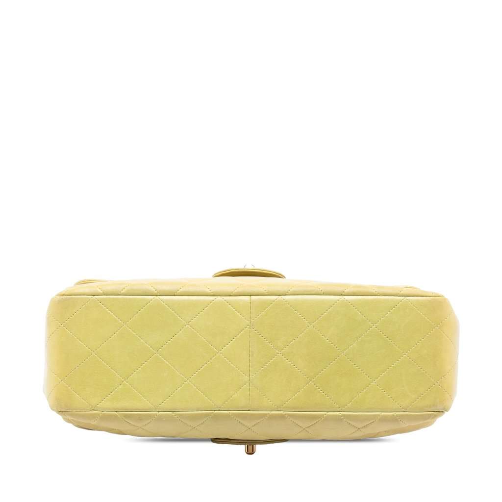 Chanel Jumbo Quilted Lambskin Double Sided Flap Yellow Leather Very good condition - Inside View