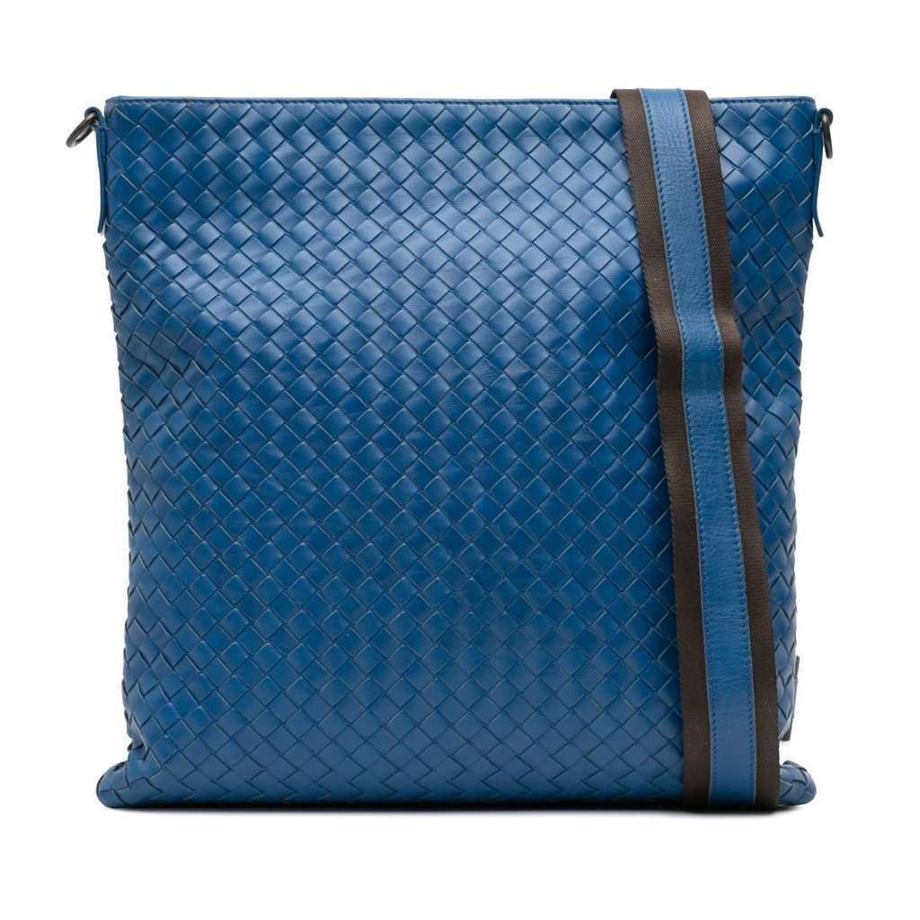 Bottega Veneta Nappa Intrecciato Crossbody Blue Leather Very good - Front View