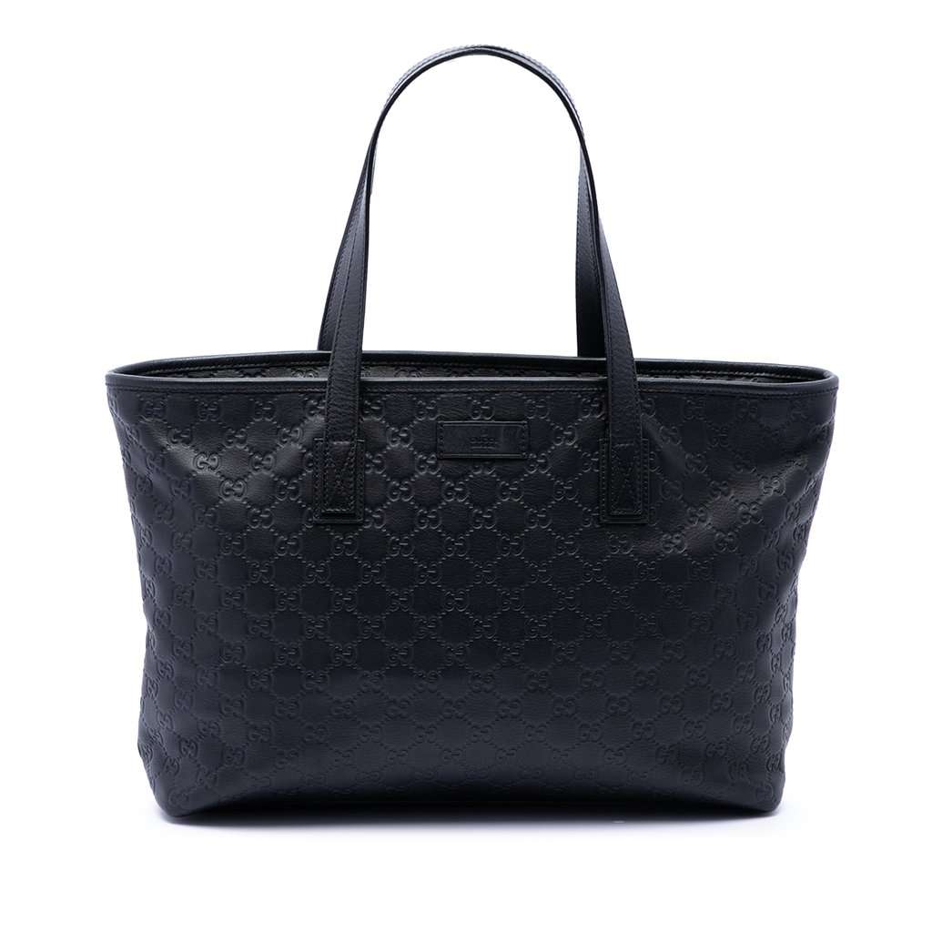 Gucci Medium Guccissima Tote Black Leather Very good condition - Front View