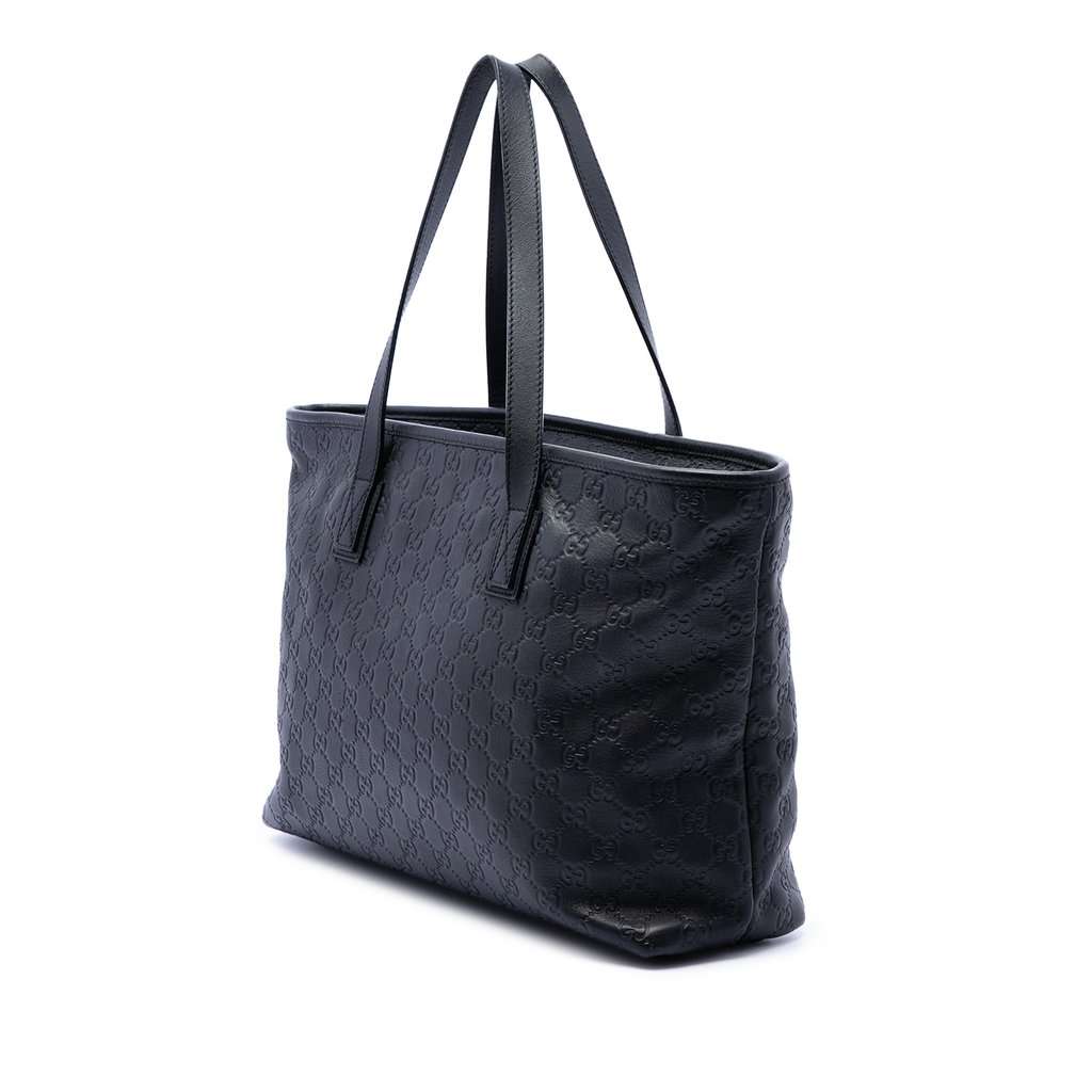 Gucci Medium Guccissima Tote Black Leather Very good condition - Back View