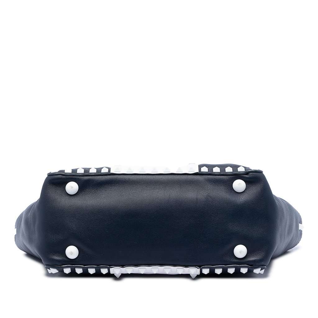 Valentino Small Bicolor Leather Rockstud Double Handle Tote Blue Leather Very good condition - Inside View