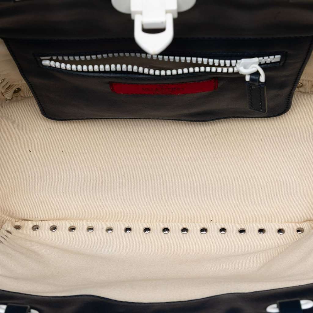 Valentino Small Bicolor Leather Rockstud Double Handle Tote Blue Leather Very good condition - Model View