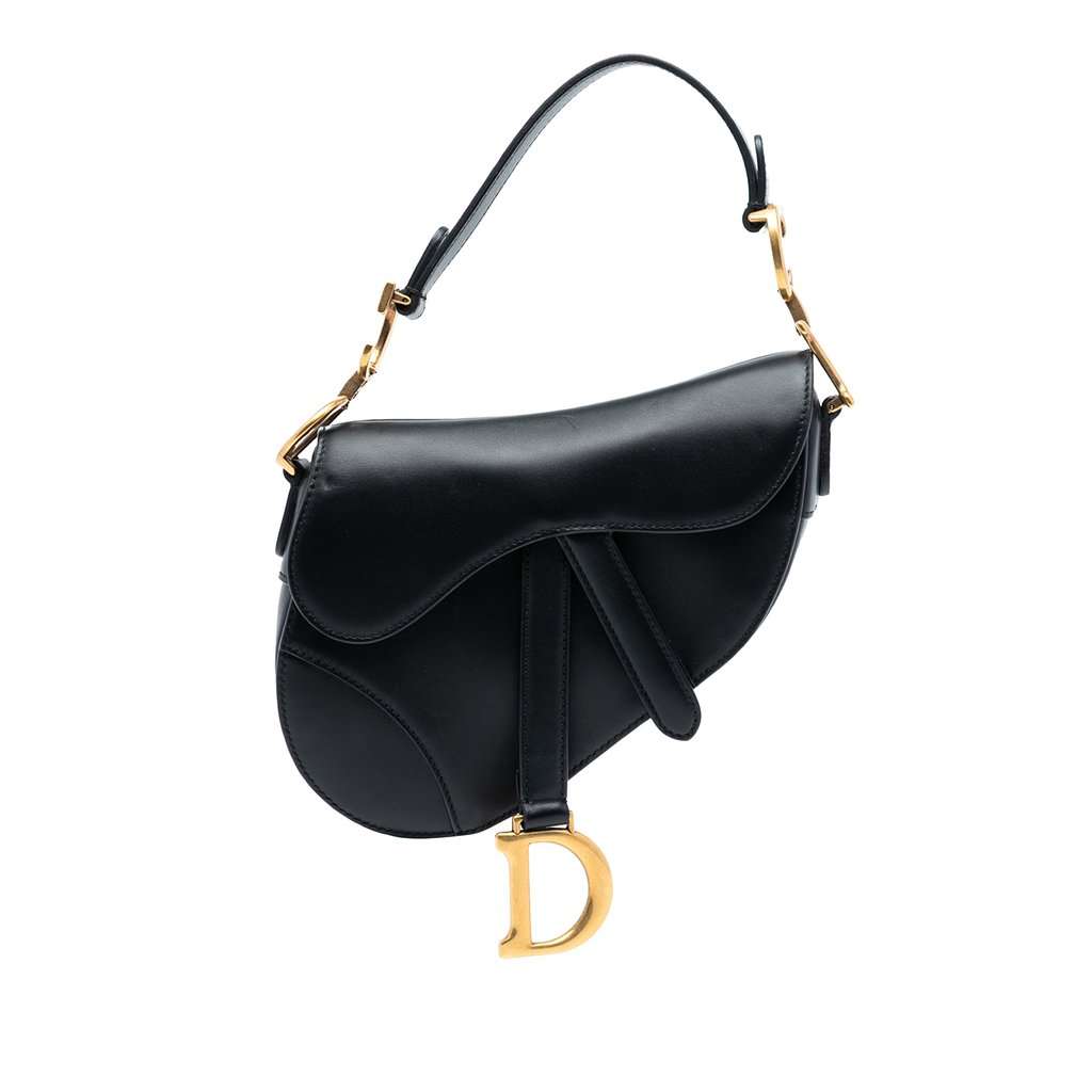 Dior Mini Smooth Calfskin Saddle Bag Black Leather Very good condition - Front View