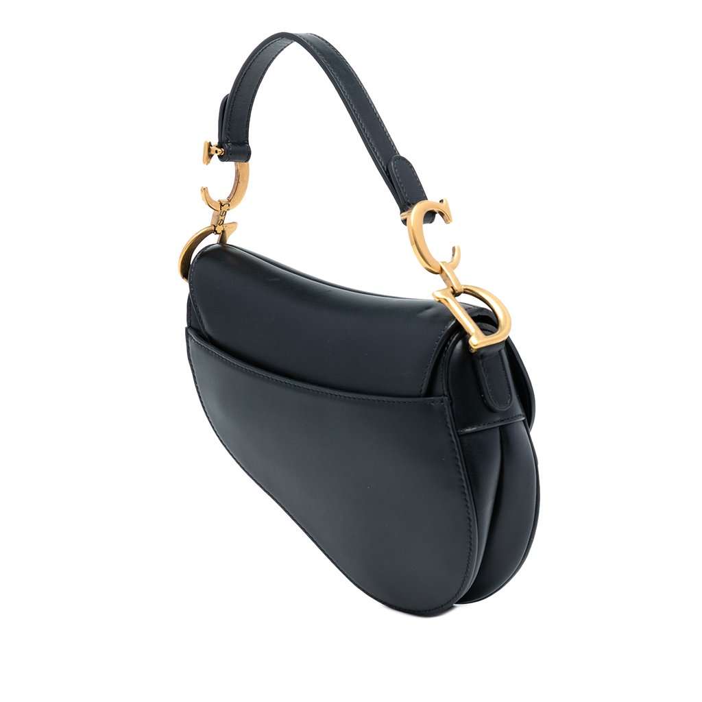 Dior Mini Smooth Calfskin Saddle Bag Black Leather Very good condition - Back View