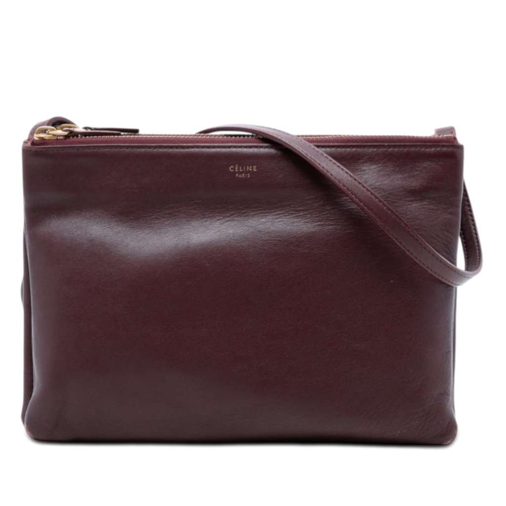 Celine Large Lambskin Trio Crossbody Red Leather Very good condition - Front View