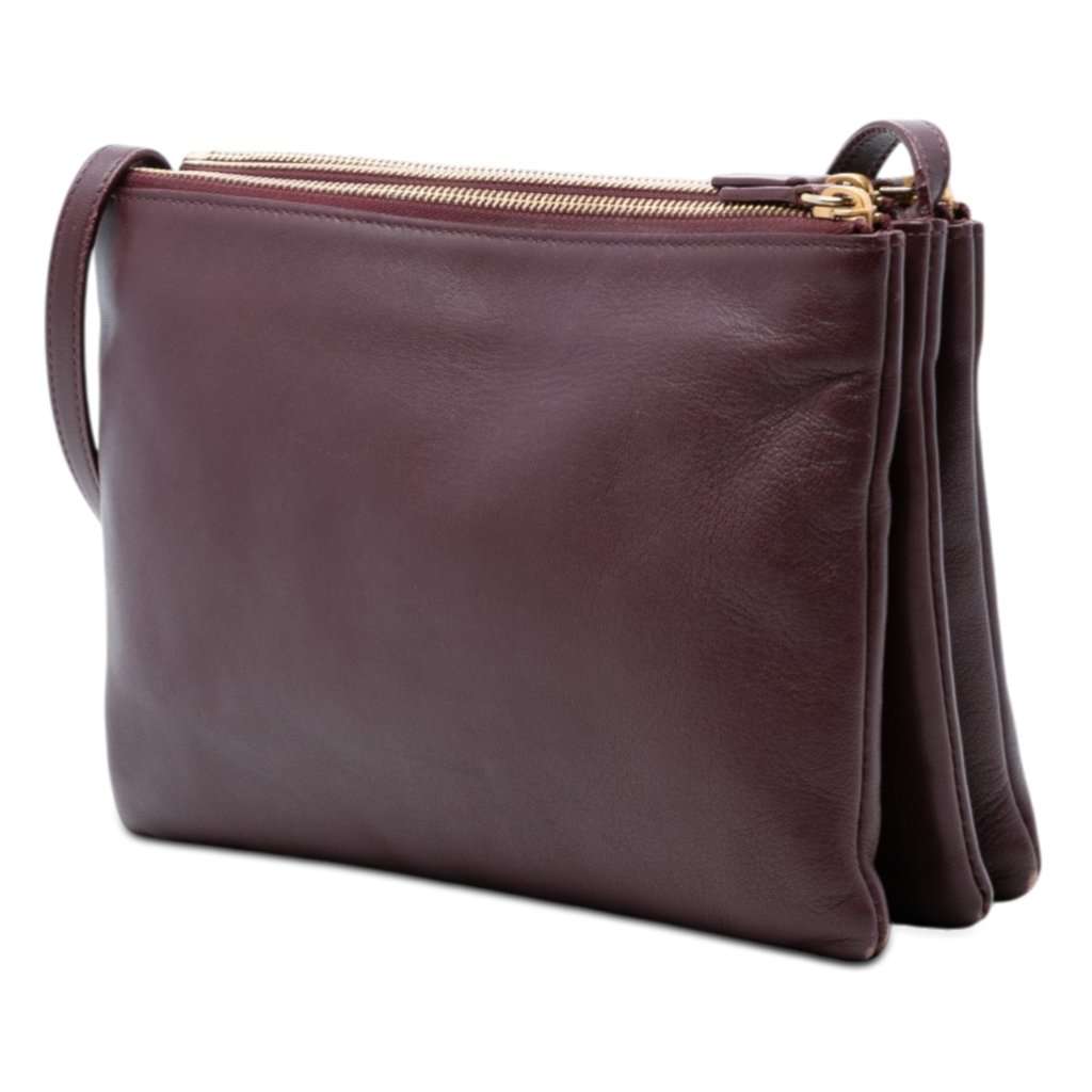 Celine Large Lambskin Trio Crossbody Red Leather Very good condition - Back View