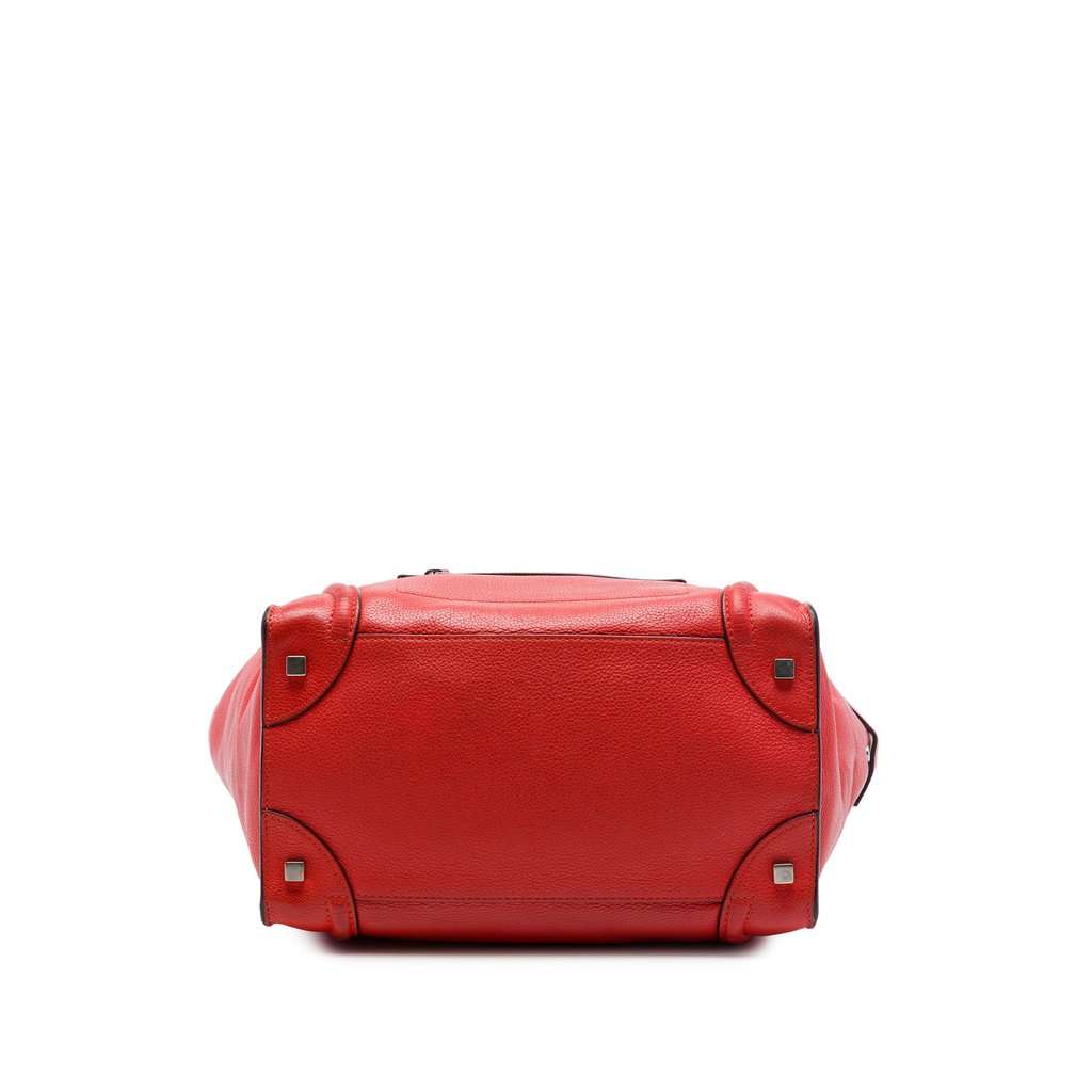 Celine Mini Grained Calfskin Luggage Tote Orange Leather Good - Inside View