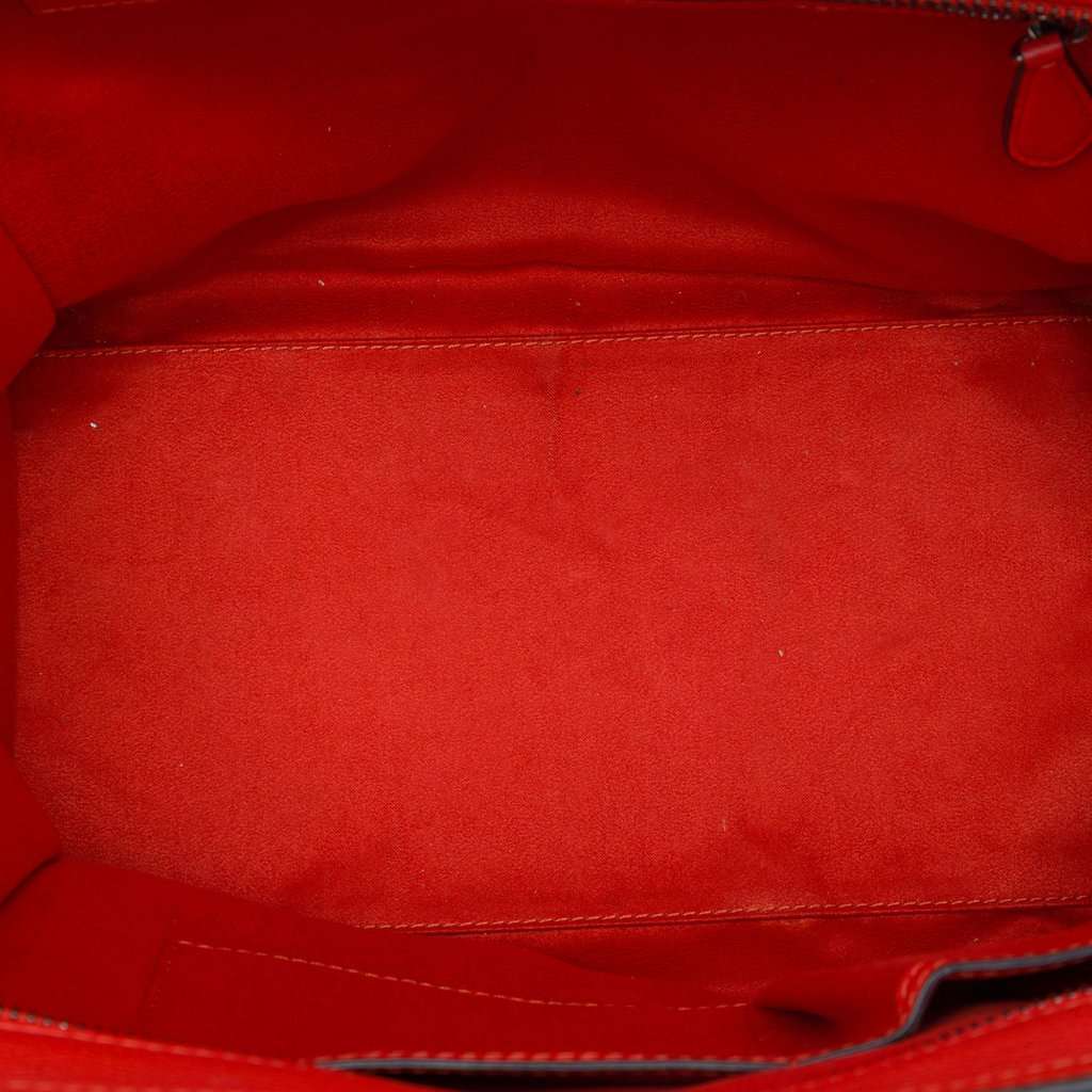 Celine Mini Grained Calfskin Luggage Tote Orange Leather Good - Model View