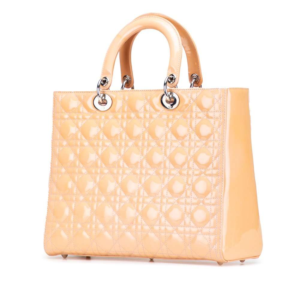 Dior Large Patent Cannage Lady Dior Beige Leather Very good - Back View