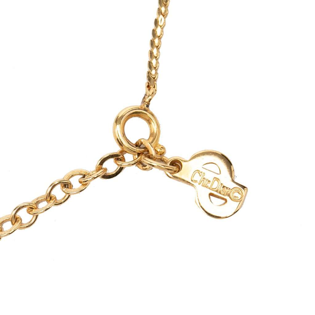 Dior Gold Plated Strass CD Logo Pendant Necklace Gold Metal Very good - Inside View