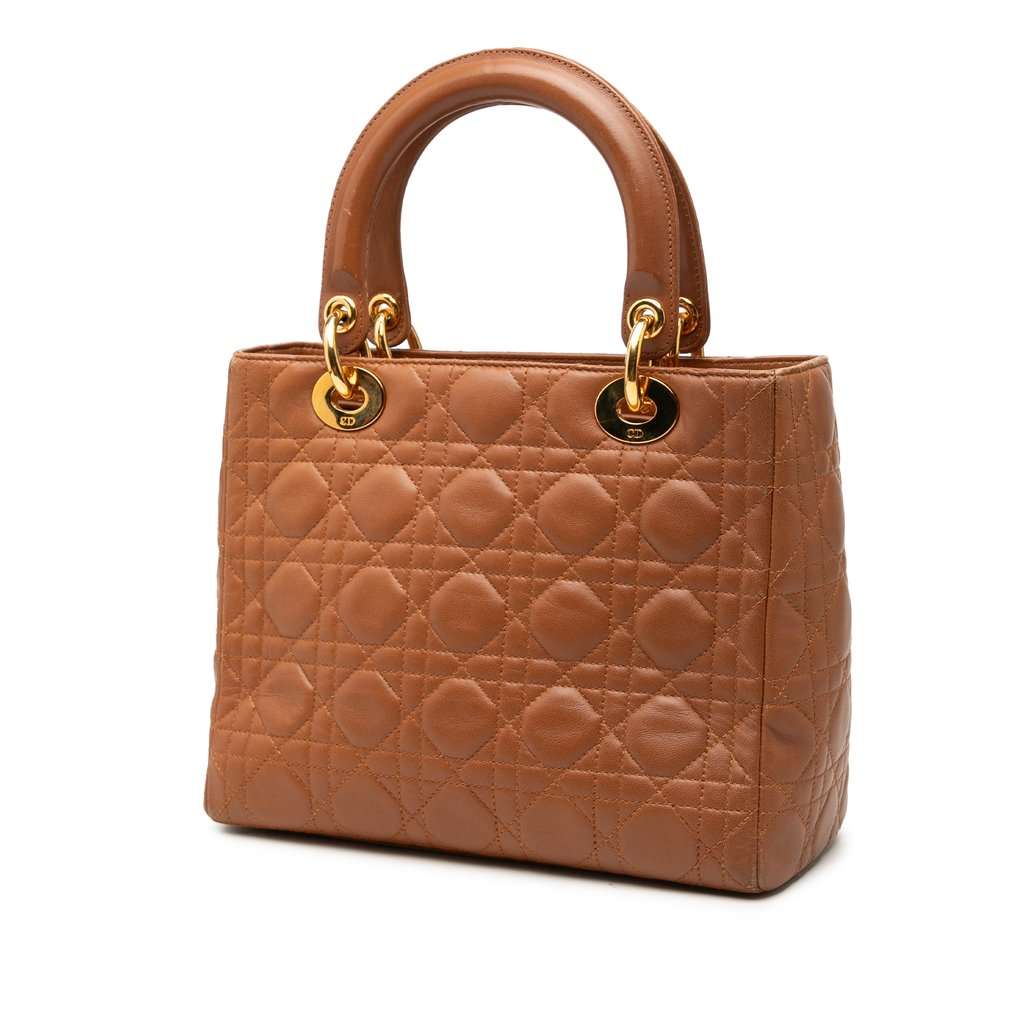 Dior Medium Lambskin Cannage Lady Dior Brown Leather Very good - Back View