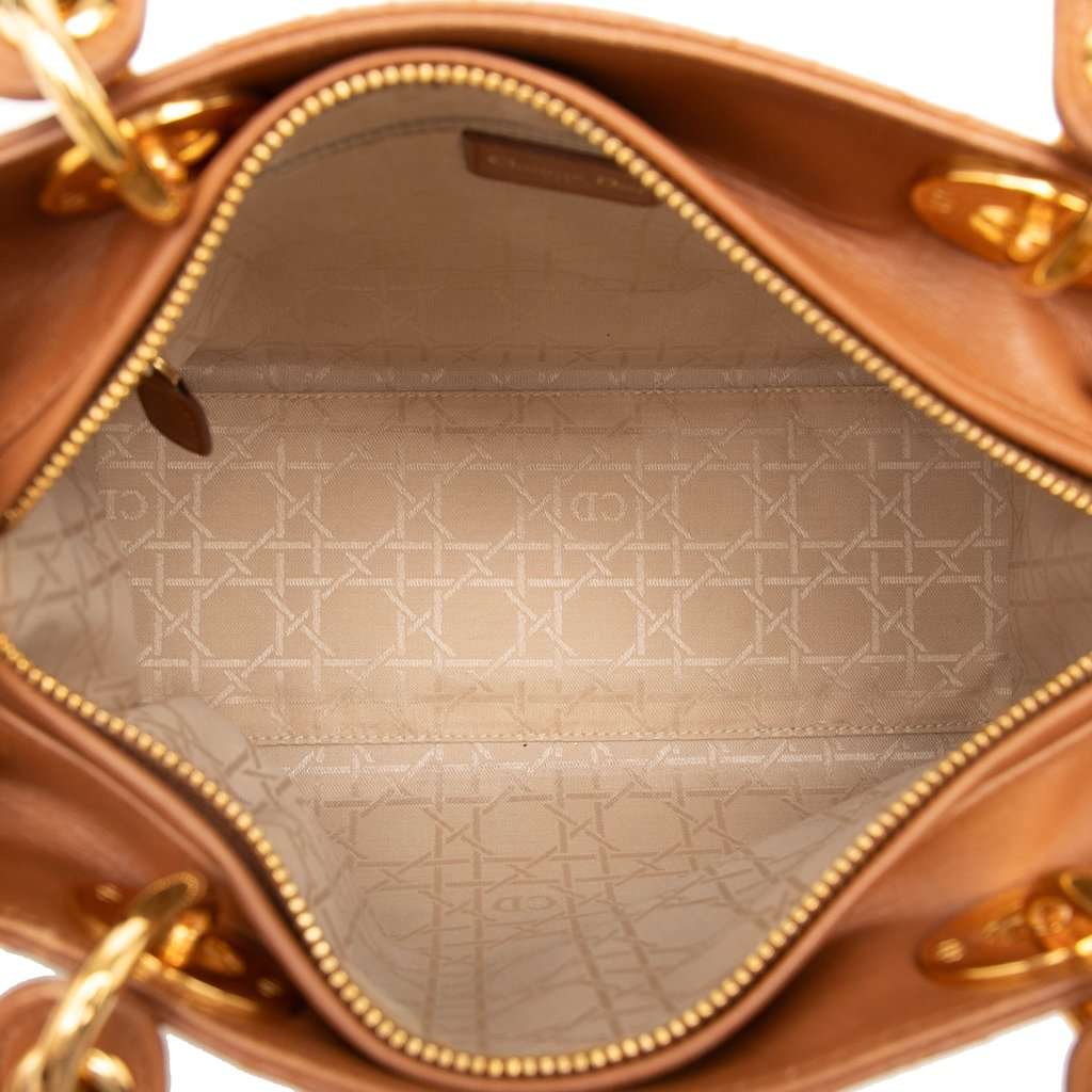 Dior Medium Lambskin Cannage Lady Dior Brown Leather Very good - Model View