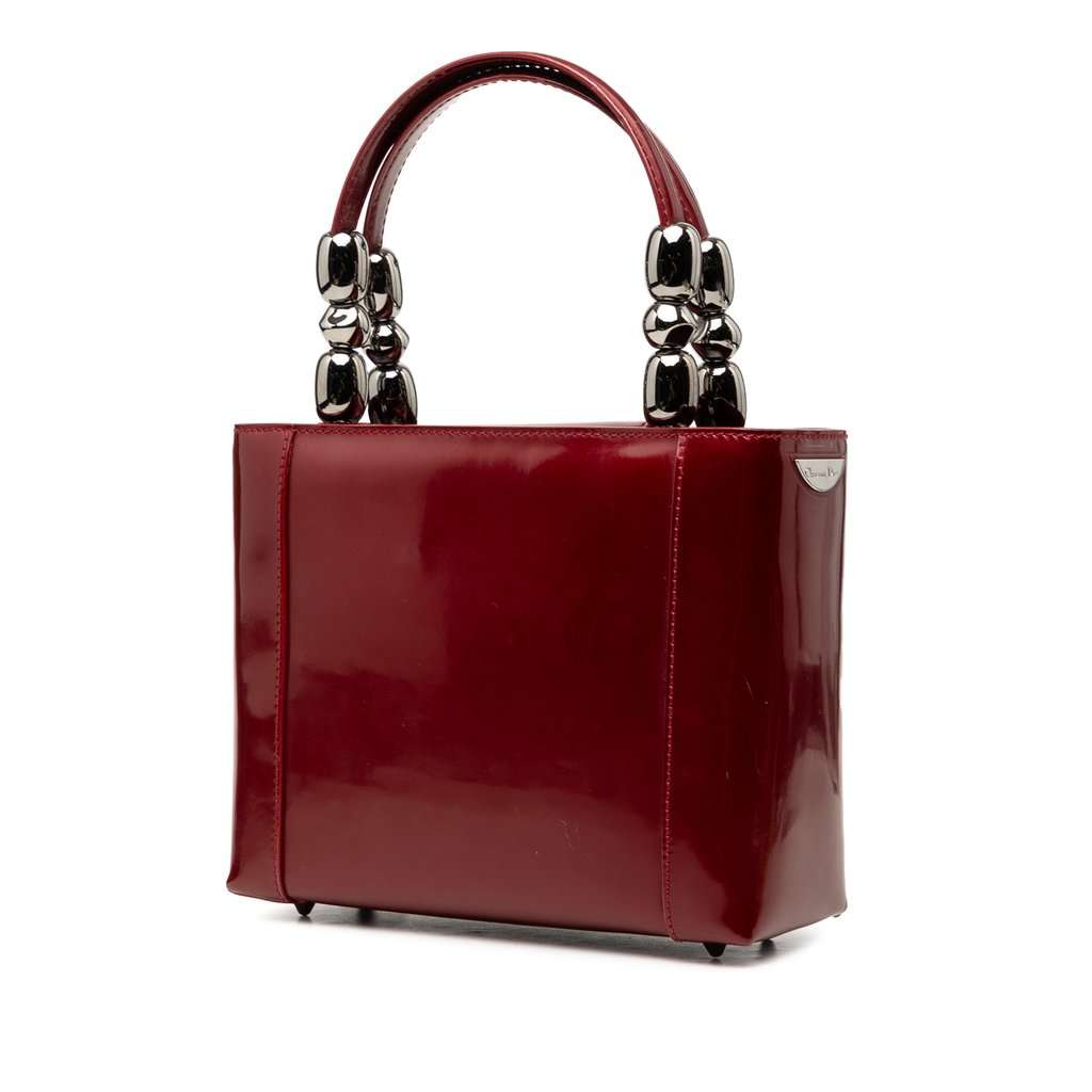 Dior Patent Malice Pearl Satchel Red Leather Very good - Back View